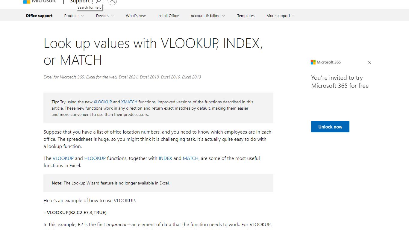 Look up values with VLOOKUP, INDEX, or MATCH